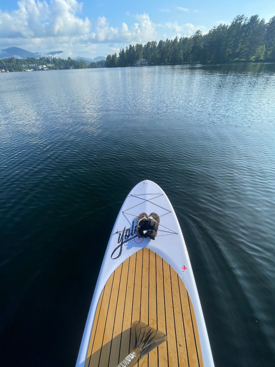Board nose on still water